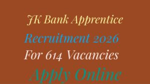 JK Bank Apprentice Recruitment 2026 Notification Out 