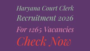 Haryana Court Clerk Recruitment 2026 