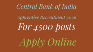 Central Bank of India Apprentice Recruitment 2026