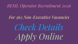BEML Operator Recruitment 2026